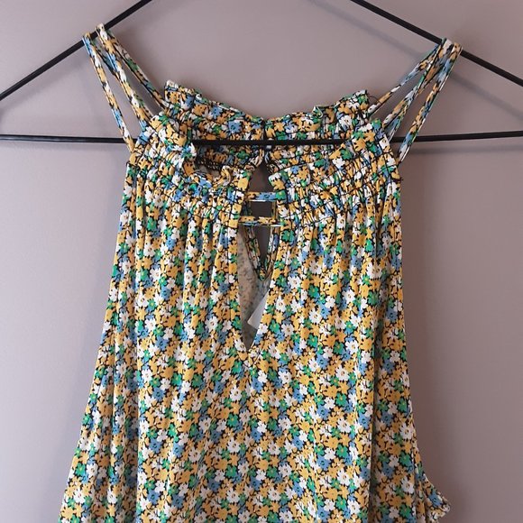 LOFT Green White Yellow Floral Flowy Boho Halter Cami Tank Top, New! Small - Picture 3 of 13